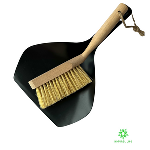 Stainless Steel Dustpan and Beech Wood Brush Set