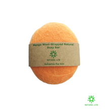mango Wool-wrapped Natural Soap Bar - orange